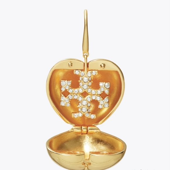 *** SOLD OUT *** Tory Burch Heart Locket Earrings - Picture 2 of 8